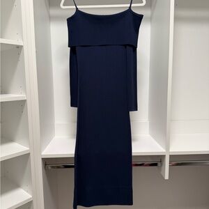 Bardot Strapless Navy Dress